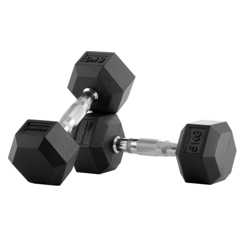 Mancuernas de goma hexagonales 5 kg