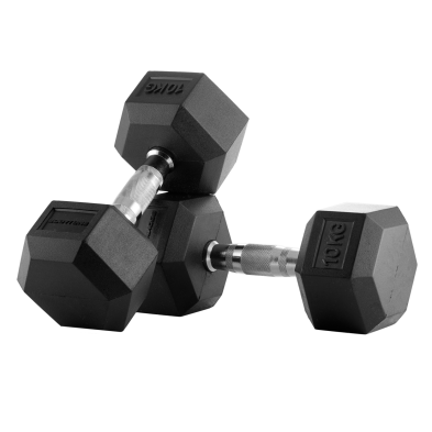 Mancuernas de goma hexagonales 10 kg