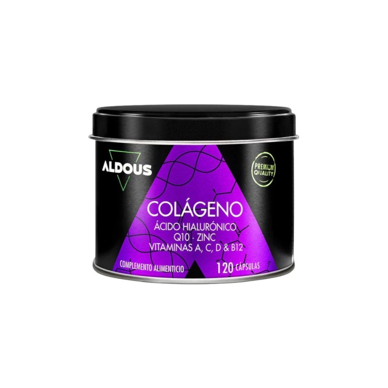 Colagénio hidrolisado com ácido hialurónico, coenzima Q10, zinco e vitaminas Aldous. 120 cápsulas