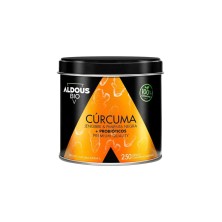 Cúrcuma Ecológica con Jengibre, Pimienta Negra y Probióticos Aldous. 250 cápsulas