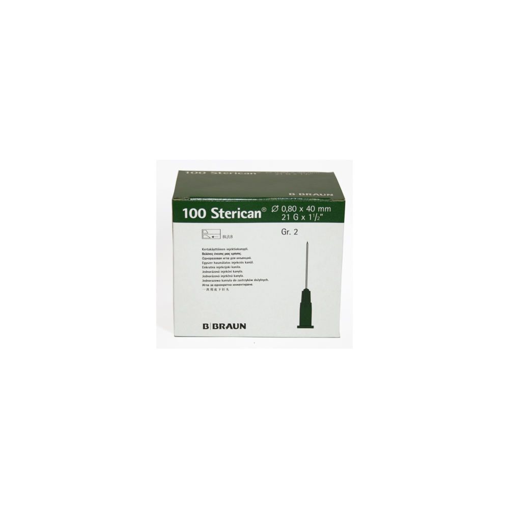 Campaña Ópera cáscara Aguja STERICAN 21G x 1 1/2, 0,80 x 40 mm, L (color verde)